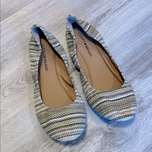 Lucky Brand Emmie Tweed Striped Slip-On Ballet Flats | Neutral Multicolored | 10